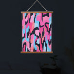 Tapiz Con Marco De Madera Resumen pop rosado<br><div class="desc">Audaz arte digital en tonos rosa,  azul y negro.</div>