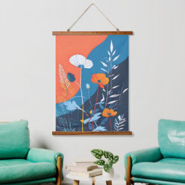 Tapiz Con Marco De Madera Resumen Poster Vivid Blooms