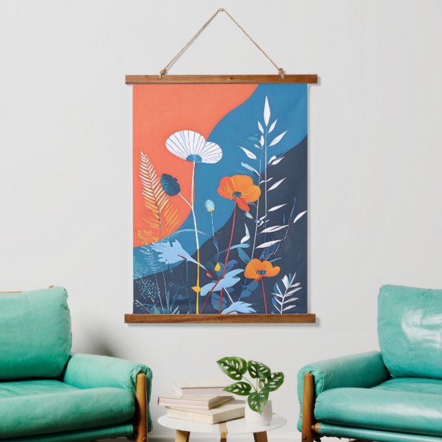 Tapiz Con Marco De Madera Resumen Poster Vivid Blooms (Sala de estar)