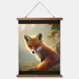 Tapiz Con Marco De Madera Retrato de vida silvestre Baby Red Fox