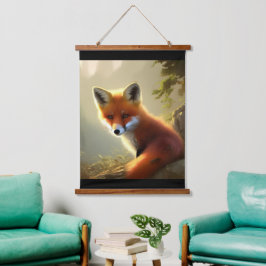 Tapiz Con Marco De Madera Retrato de vida silvestre Baby Red Fox