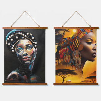 Tapiz Con Marco De Madera Retratos de mujeres africanas, mujeres negras de b