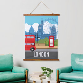 Tapiz Con Marco De Madera Retro London travel print – Iconic Landmarks