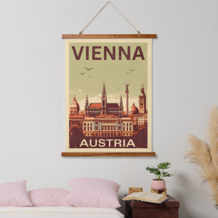 Tapiz Con Marco De Madera Retro Viena ciudad Austria regalo de skyline