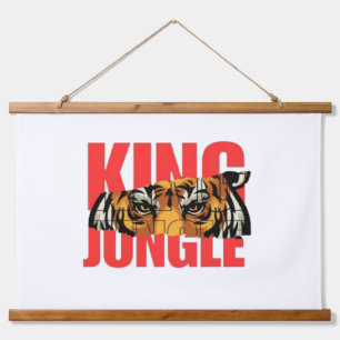 Tapiz Con Marco De Madera Rey Jungla – Diseño de Poder de Tigre Salvaje