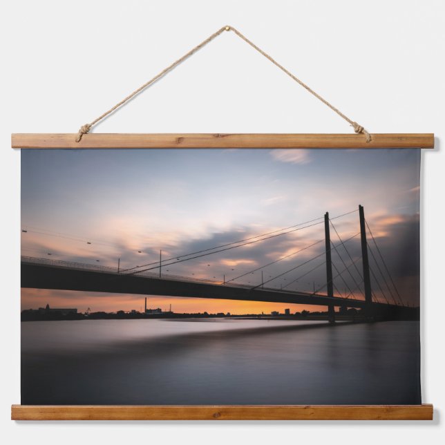 Tapiz Con Marco De Madera Rheinkinebrücke Dusseldorf, Alemania (Anverso )