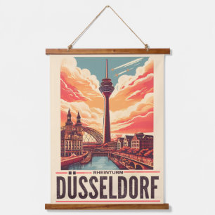 Tapiz Con Marco De Madera Rhine Tower Dusseldorf Rheinturm regalo alemán