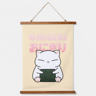 Tapiz Con Marco De Madera Rice Ball Sushi Cat