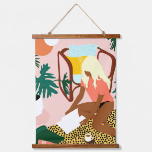 Tapiz Con Marco De Madera Rincón de lectura de moda