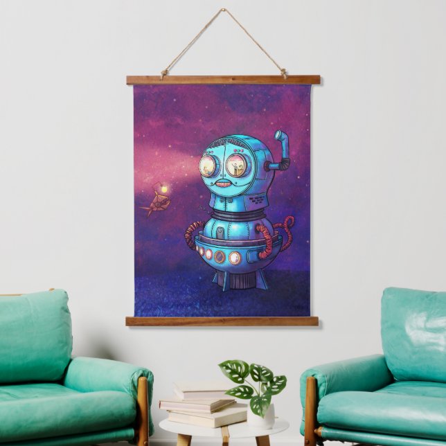 Tapiz Con Marco De Madera Robot submarino de Matryoshka (Sala de estar)