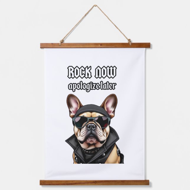 Tapiz Con Marco De Madera Rock ahora, discúlpate más tarde (Anverso)