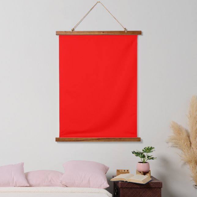 Tapiz Con Marco De Madera Rojo Sólido 26"x36" Vertical (Dormitorio)