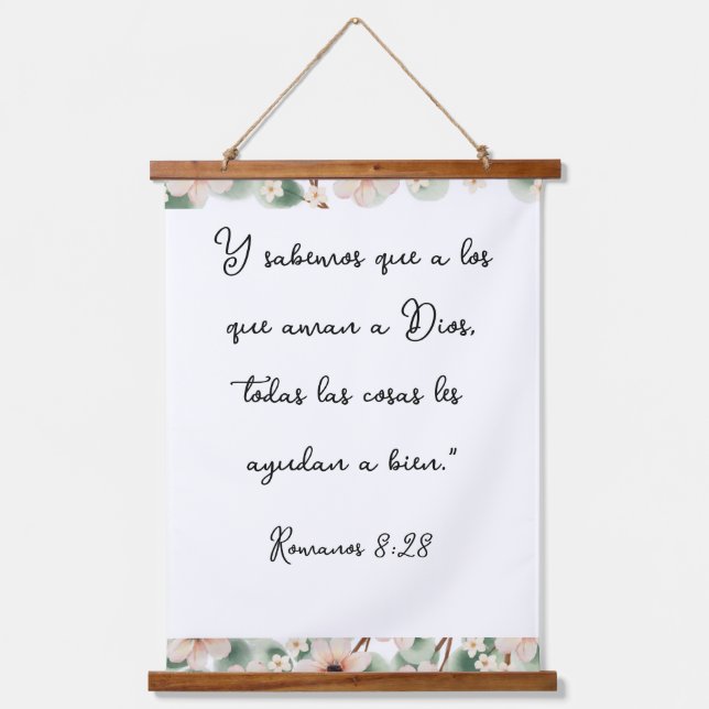 Tapiz Con Marco De Madera Romanos 8:28 (Anverso)