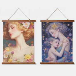 Tapiz Con Marco De Madera Romantic Floral Goddess – Wood Topped Wall Tapestr