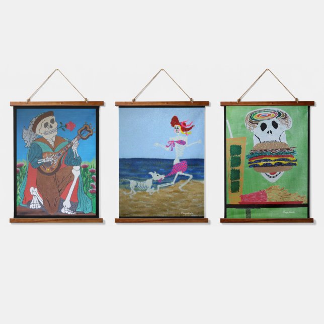 Tapiz Con Marco De Madera Romeo, coppertone, cheeseburger en el paraíso (Triple)