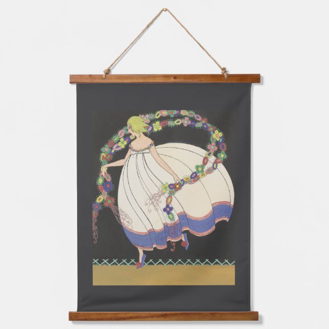 Tapiz Con Marco De Madera Ropa De Hadas Con Flores (Anverso)