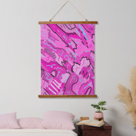 Tapiz Con Marco De Madera Rosa! Diversión con arte abstracto