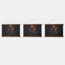 Tapiz Con Marco De Madera rosa en llamas