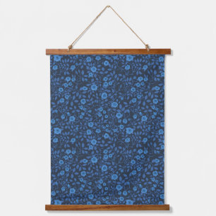 Tapiz Con Marco De Madera Rosas salvajes de azul