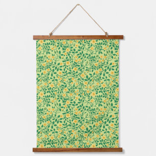 Tapiz Con Marco De Madera Rosas silvestres en amarillo y verde