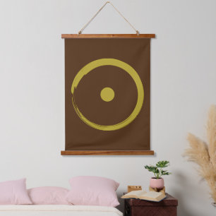 Tapiz Con Marco De Madera Rótulo solar astrológico - Budismo Círculo Zen 3