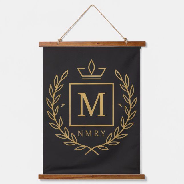Tapiz Con Marco De Madera "Royal NMKY Emblem – Monogram M Crest Design" (Anverso)