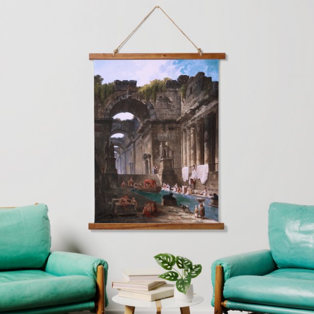 Tapiz Con Marco De Madera Ruinas De Un Baño Romano Con Mujeres De Guerra (Sala de estar)