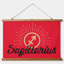 Tapiz Con Marco De Madera Sagittarius Starburst Symbol Red