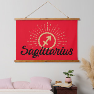 Tapiz Con Marco De Madera Sagittarius Starburst Symbol Red