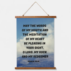 Tapiz Con Marco De Madera Salmo 19:14 Biblia de Oración Cristiana Verse