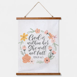 Tapiz Con Marco De Madera Salmo 46:5 Dios está dentro de ella, no caerá