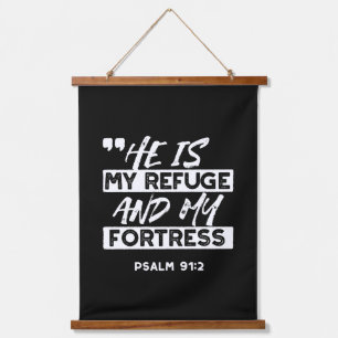 Tapiz Con Marco De Madera Salmo 91:2 - Mi refugio y mi fortaleza cristiana