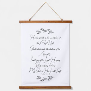 Tapiz Con Marco De Madera Salmo 91 Arte De La Biblia Con Hojas Botánicas Cri