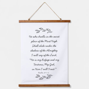 Tapiz Con Marco De Madera Salmo 91 Biblia versus hojas botánicas cristianas