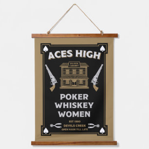 Tapiz Con Marco De Madera Saloon de Cowboy American Frontier