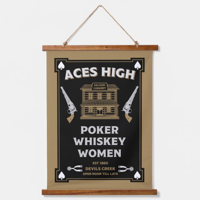 Tapiz Con Marco De Madera Saloon de Cowboy American Frontier (Anverso)