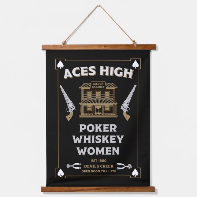 Tapiz Con Marco De Madera Saloon de Cowboy American Frontier (Anverso)