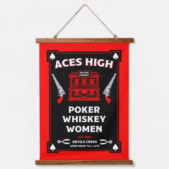 Tapiz Con Marco De Madera Saloon de Cowboy American Frontier (Anverso)