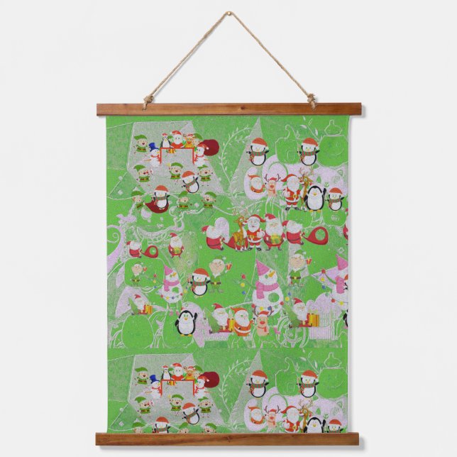 Tapiz Con Marco De Madera Santa Magical Green New Year  (Anverso)