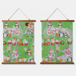 Tapiz Con Marco De Madera Santa Magical Green New Year