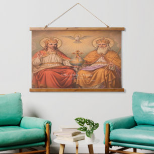 Tapiz Con Marco De Madera Santísima Trinidad