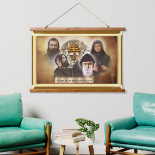 Tapiz Con Marco De Madera Santos de la Iglesia Maronita