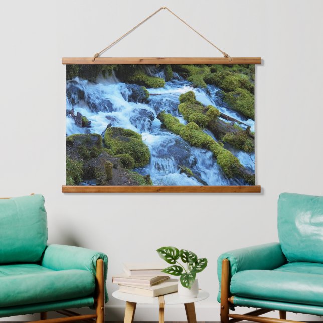 Tapiz Con Marco De Madera Scenic Forest Waterfall Landscape (Sala de estar)