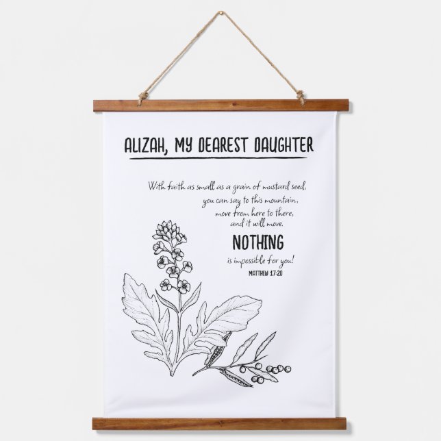 Tapiz Con Marco De Madera Semilla de mostaza de fe (Anverso)