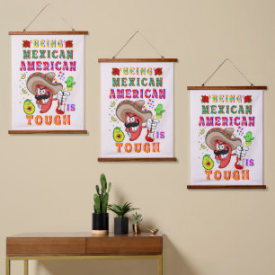 Tapiz Con Marco De Madera Ser mexicano-estadounidense es difícil