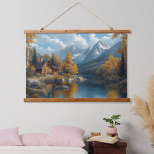 Tapiz Con Marco De Madera Serene Autumn Lake Masterpiece Tapestry