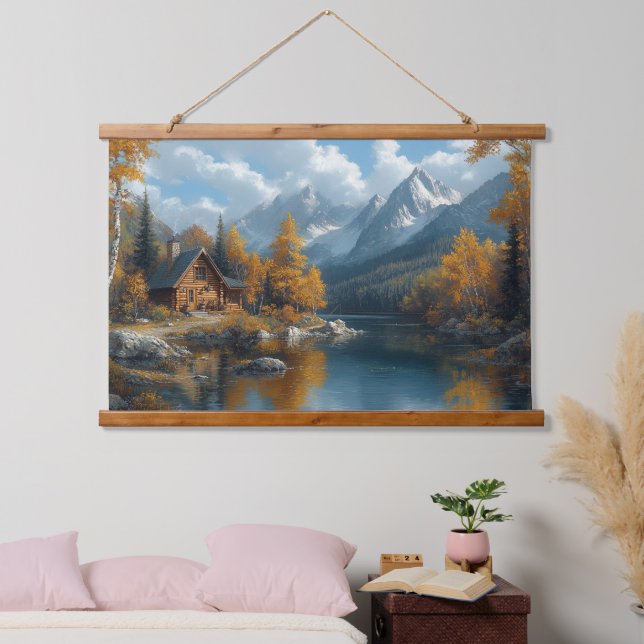 Tapiz Con Marco De Madera Serene Autumn Lake Masterpiece Tapestry (Dormitorio)