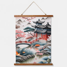 Tapiz Con Marco De Madera Serene Japanese Garden Landscape Poster