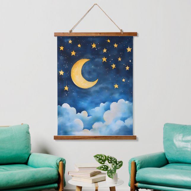 Tapiz Con Marco De Madera Serenidad celeste (Sala de estar)