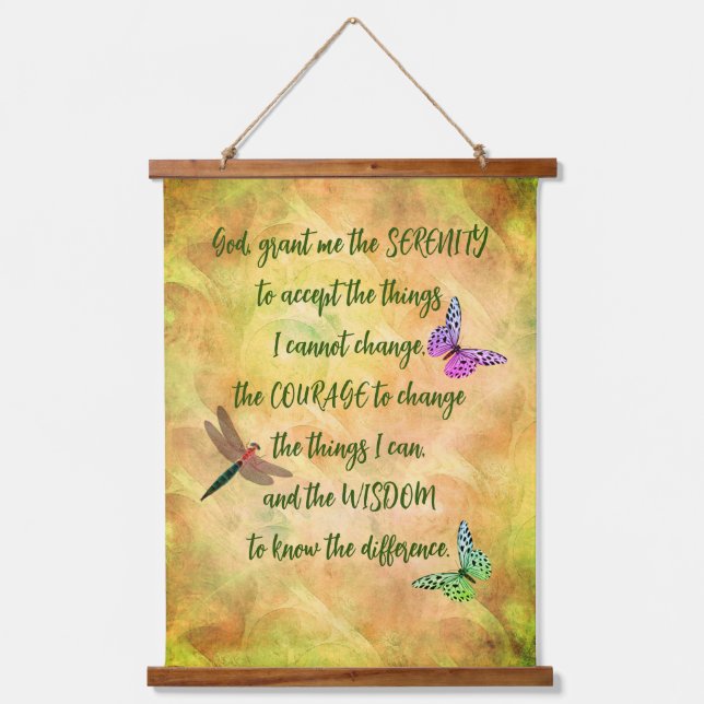 Tapiz Con Marco De Madera Serenity Prayer Butterfly Inspirador (Anverso)